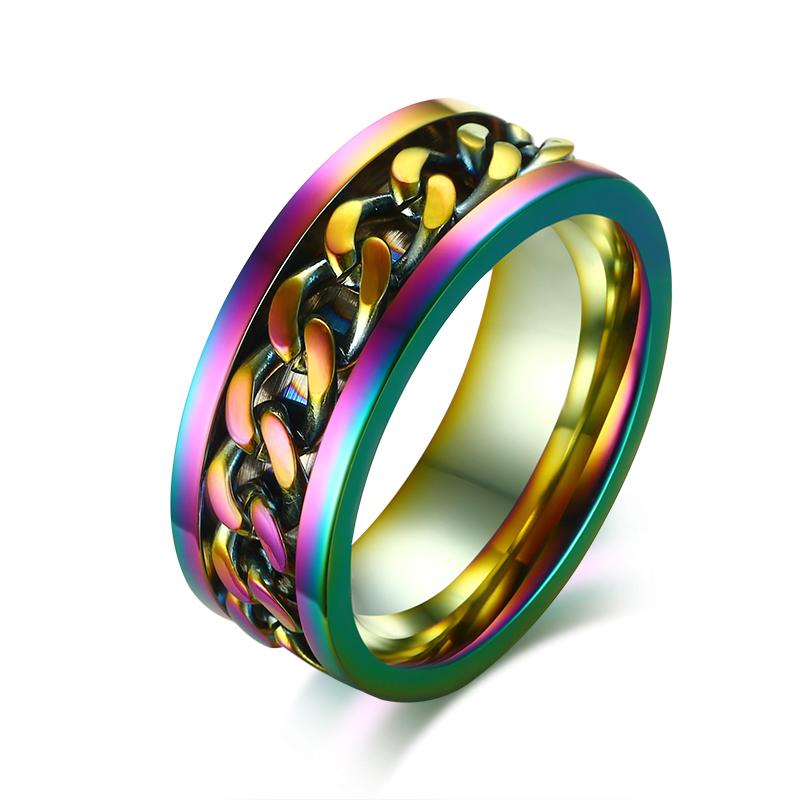 Multicolored Stainless Steel Spinner Ring
