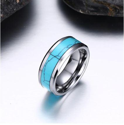 Turquoise Inlay Tungsten  Ring