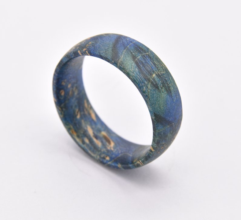 Blue Box Elder Wood Ring