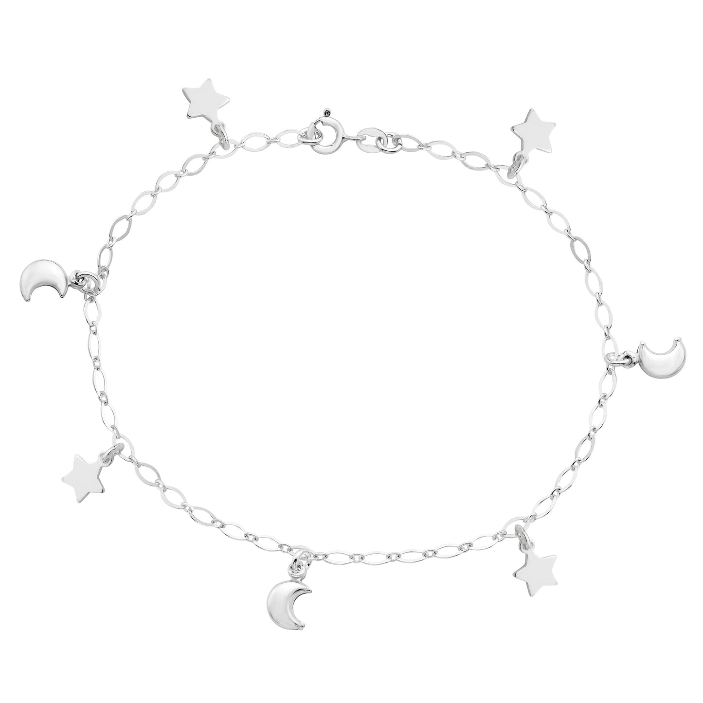 Star & Moon Charm | Sterling Silver Anklet