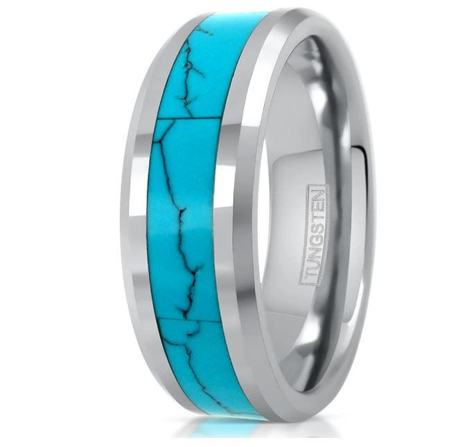 Turquoise Inlay Tungsten  Ring